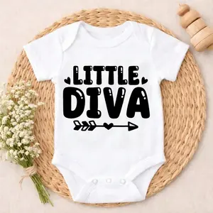 Baby Bodysuit Romper Little Diva Arrow Heart Infant Romper baby boy clothes>newborn Playtime Clothes Breathable Soft Unisex Romper Gift Set for Coming Home, Birthday & Baby Shower 0-24M
