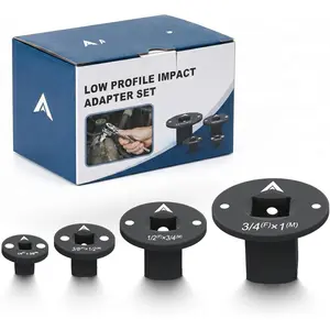Low Profile  Socket Adapter Set, 4-  Nesting Design for Tight Spaces, Cr-Mo Steel Drive Conversion Kit 1/4 to 1 Inch