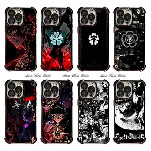 Trendy Anime Black Clover Asta Phone Cases For iPhone 17 Promax Air 16 15 14 Pro Max Plus 13 12 11 Black Cool Transparent Electroplate TPU Shockproof Protective Cover Gifts For Birthday Valentine Christmas Thanksgiving Halloween