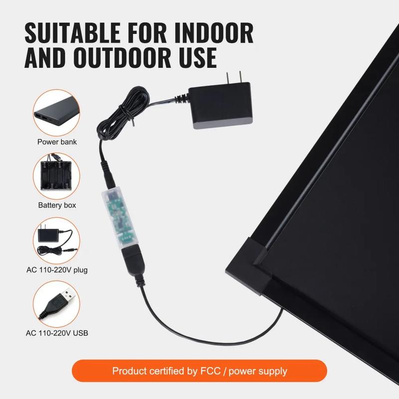 VEVOR LED Message Writing Board, TikTokShopBlackFriday, 24"x16" Illuminated Erasable Lighted Chalkboard, Neon Effect Menu Sign Board, Drawing Board with 8 Fluorescent Chalk Markers and Remote Tested to UL Standards