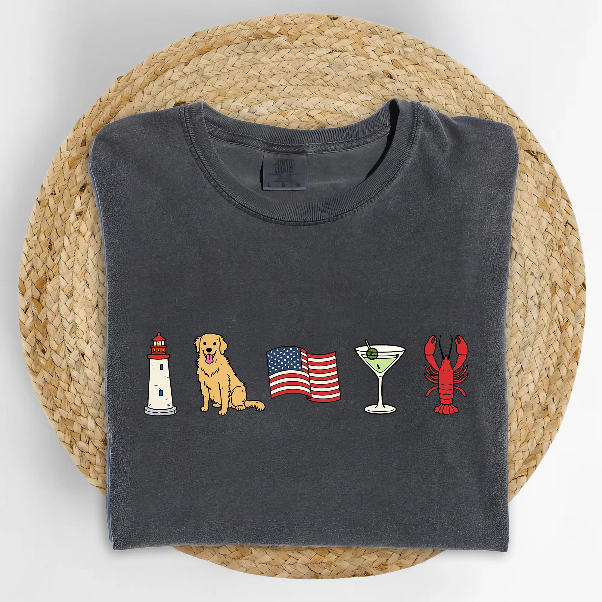 ChicCotton East Coast Icon Comfort Colors Shirt, Golden Retriever T-shirt, Patriotic 4th of July Graphic Tee, Independence Day Clothing