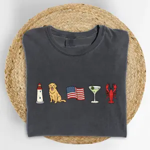 ChicCotton East Coast Icon Comfort Colors Shirt, Golden Retriever T-shirt, Patriotic 4th of July Graphic Tee, Independence Day Clothing