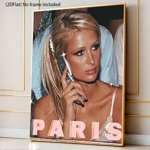 Paris Hilton Poster Unframed Canvas Print Y2K Vintage 90s Retro Wall Art Pink Aesthetic Decor for Bedroom Dorm Living Room Gift