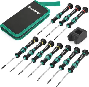 10-Piece Precision Screwdriver Set, Magnetic Small Screwdrivers with Phillips, Slotted & Torx Tips, Green