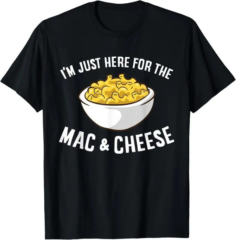 Lady's 100% Cotton Short-Sleeve Round Neck Comfortable Casual Graphic Top with "I'm Just Here For The Macaroni And Cheese" Print summerwins,