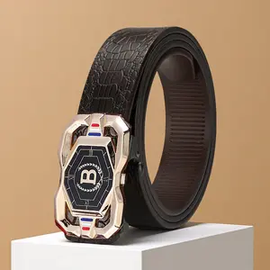 Men's Sleek Automatic Buckle Belt -GenuineFauxwithTextured Square Pattern, Black, Simple&StylishDesignforCasual Attire,Casual WearBeltStylishSquarePatternPolished Alloy Buckle, FauxLeatherBelt