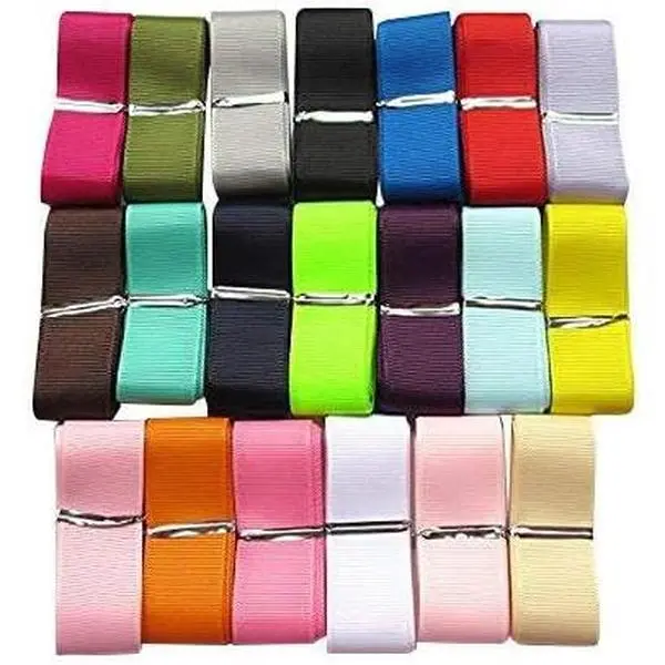 Assorted of 20 Yards Grosgrain Ribbon Total 20 Colors Mix Lots Bulk (1"(25mm), Multi-Colored)