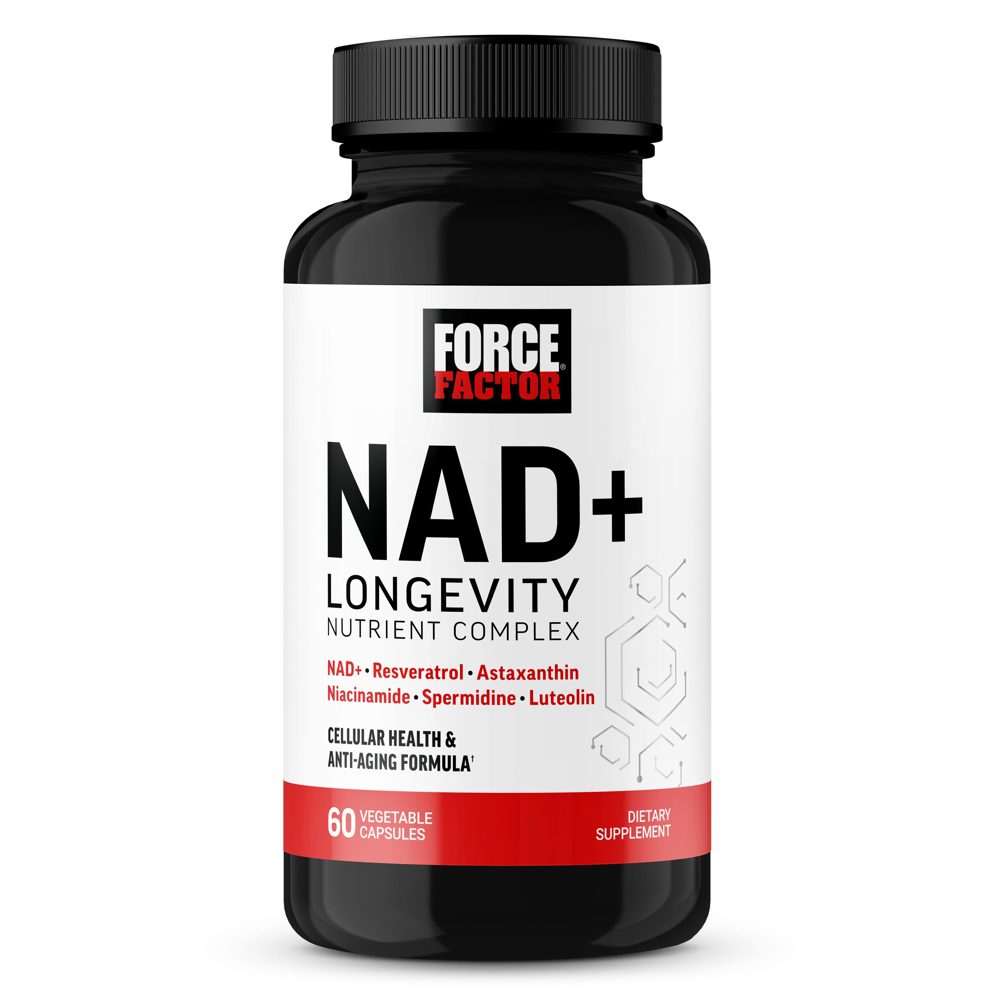Force Factor NAD+ (NMN Alternative) with Resveratrol, Astaxanthin & Spermidine, 7-in-1 Longevity Formula for Cellular Energy, Repair & Healthy Aging, 60 Capsules