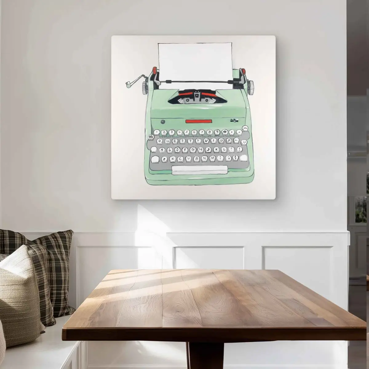 Begin Home Decor C1MP32321M0I27 32 x 32 in. Mint Typewriter - Neo Mint Object Metal Print Wall Art for Home Decor