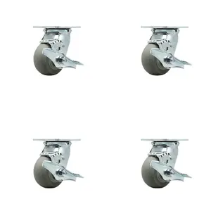 212 MAIN Tool Box Caster Wheel Set - Service Caster TOOL-SCC-30CS420-TPRRD-TLB-4, 4 in. Non-Marking Thermoplastic Rubber Donut Tread Wheels, Ball Bearing, Swivel Type, Easy Rolling