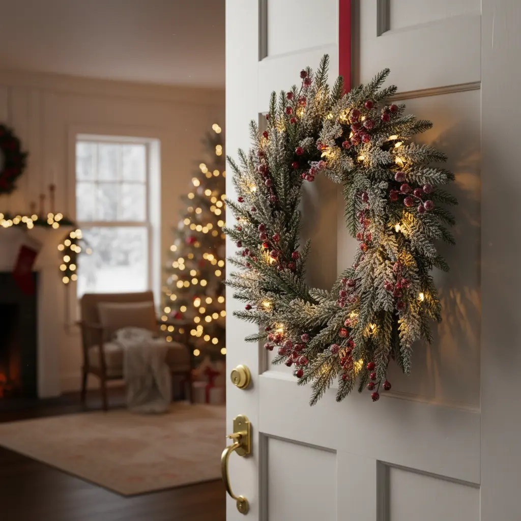 【Memorial Day】Silvanest 2025 Pre-Lit Snow Frosted Decor ️ 6FT Xmas Tree or 24" Wreath | 10-Function Multi-Color & Warm LED | Luxury Auto-Hinged Spruce Collection