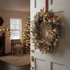 【Memorial Day】Silvanest 2025 Pre-Lit Snow Frosted Decor ️ 6FT Xmas Tree or 24" Wreath | 10-Function Multi-Color & Warm LED | Luxury Auto-Hinged Spruce Collection