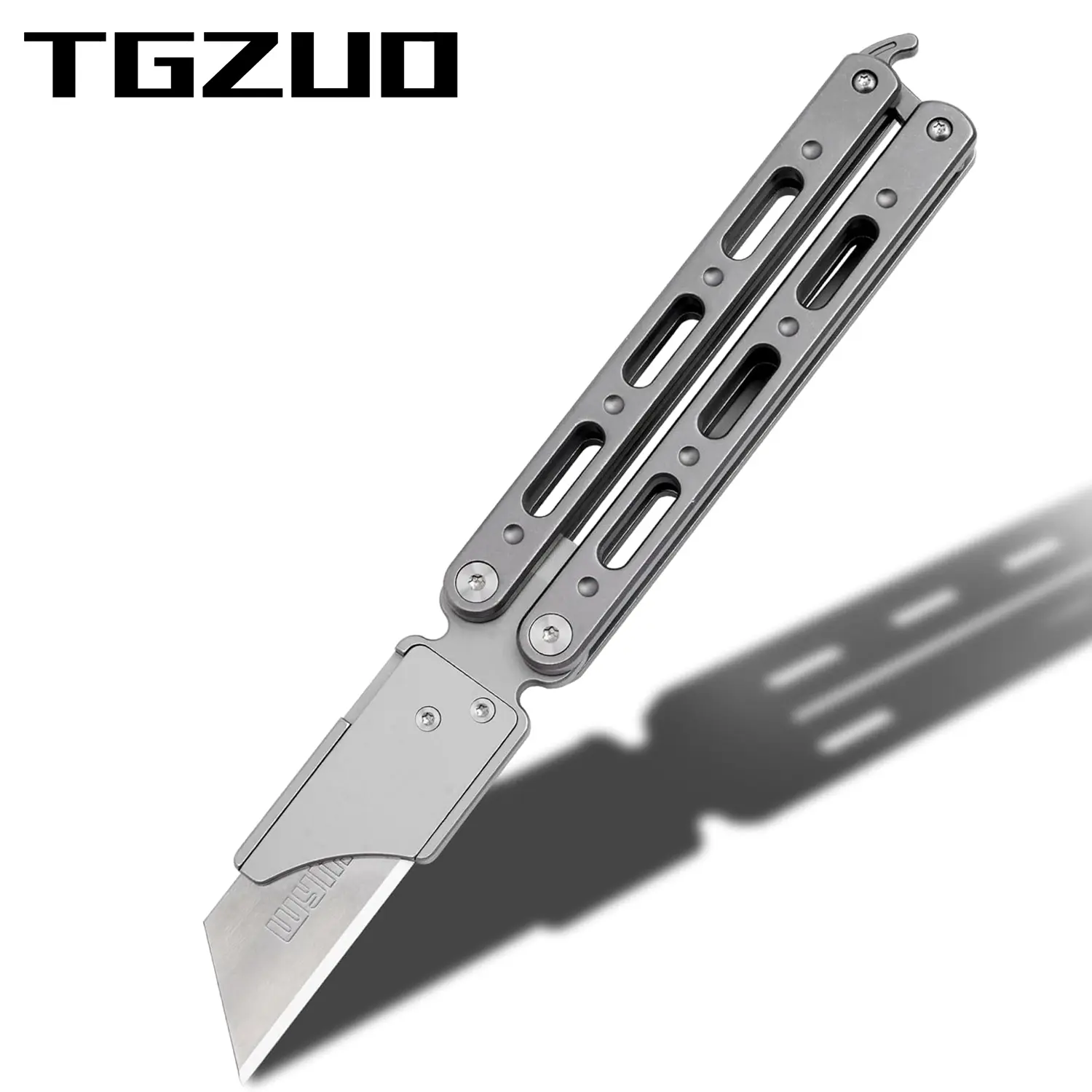 TGZUO Titanium Utility Knife with Clip Mini Pry Bar EDC Box Cutter Flipper Pocket Knife For Outdoor
