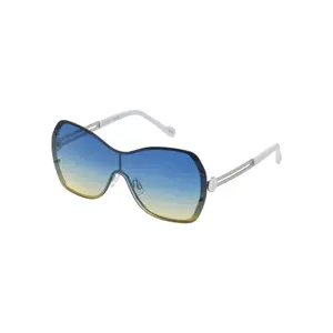 Frameless Metal Shield Sunglasses in Silver & White