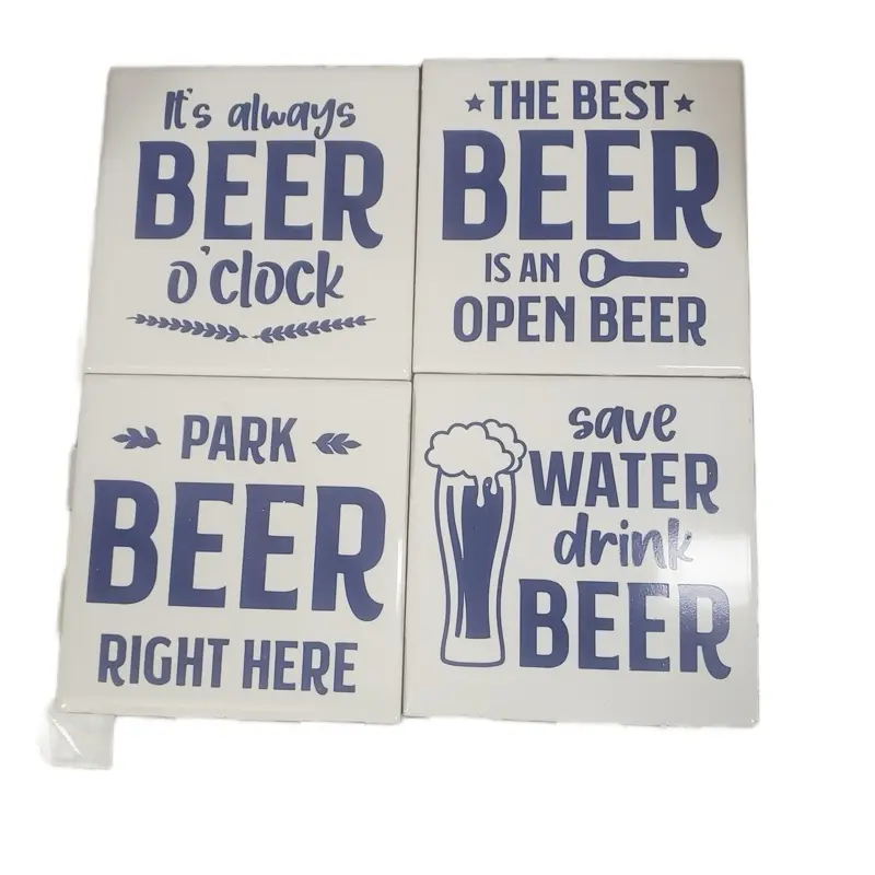 Set of 4 ceramic coaster for beer lovers