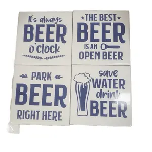 Set of 4 ceramic coaster for beer lovers