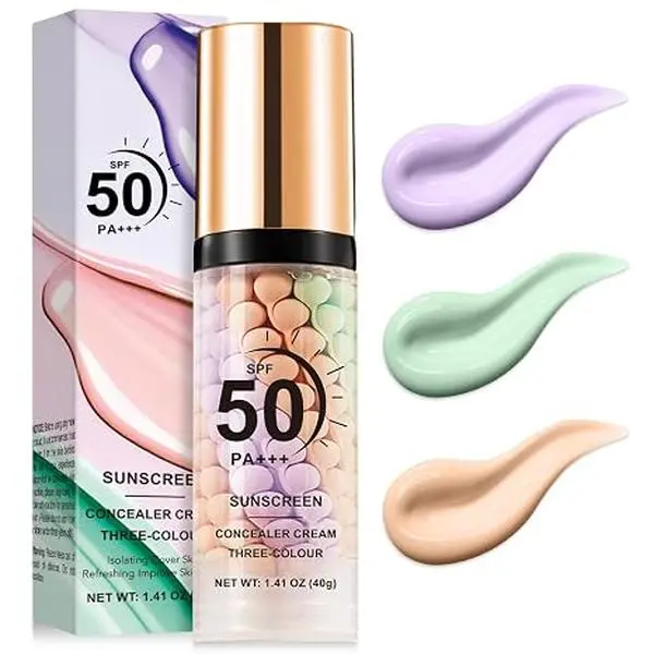 QIUFSSE 3-in-1 Color Correcting Primer SPF 50, Skin-Blurring Oil-Control Moisturizer & Long-Wear Makeup Base for a Flawless, Radiant Glow
