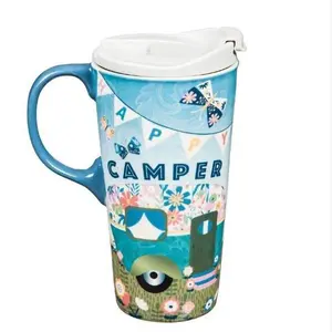 Evergreen Ceramic Travel Mug - Durable, Heat-Resistant, and Leakproof - 17 Oz Coffee Mug with Lid, Dishwasher & Microwave Safe, Gift-Ready Box Drinkware Tea