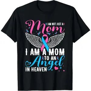 100% cotton Unisex Mom Angel In Heaven Pink &amp;   Blue Pregnancy &amp;   Infant Loss T-Shirt