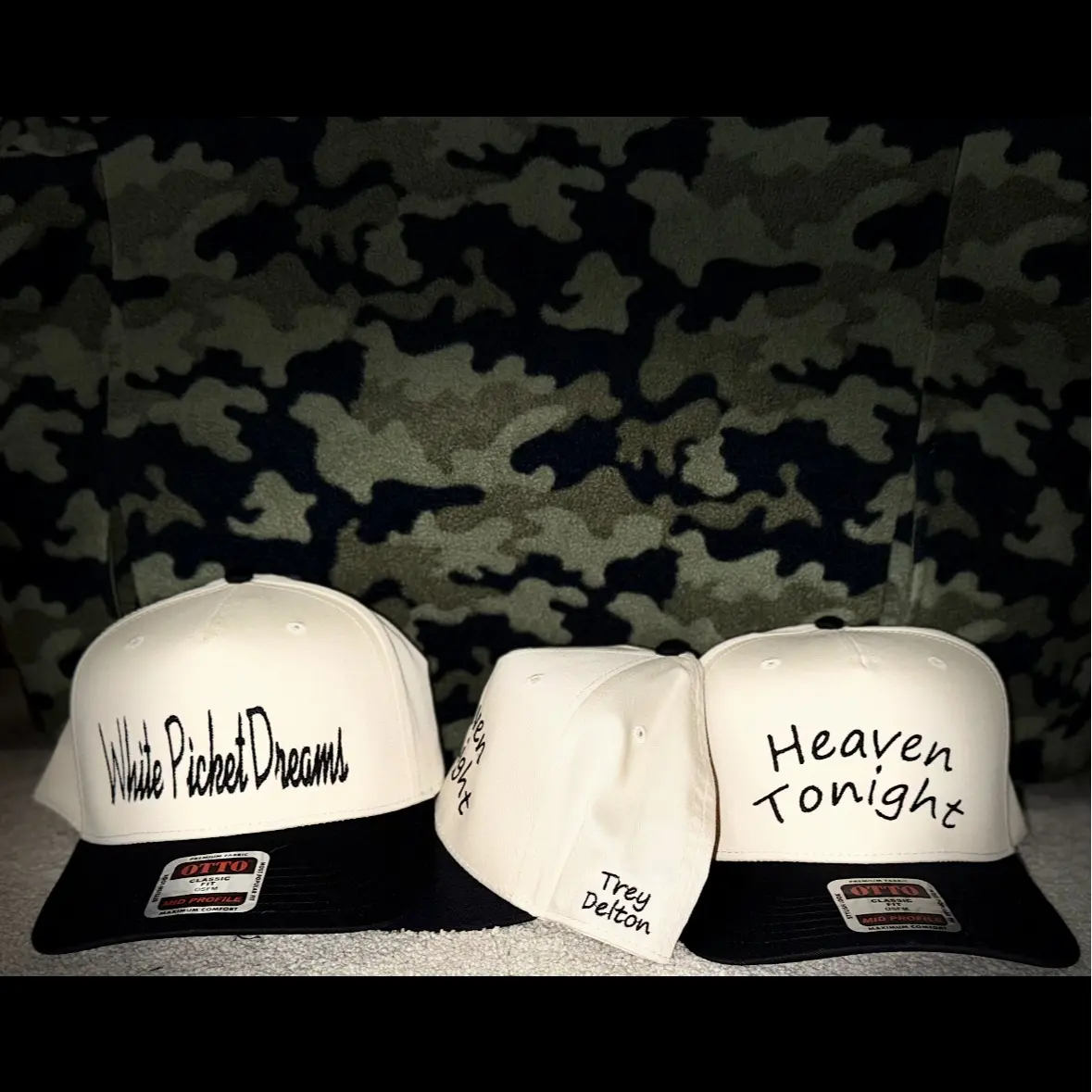 Trey Delton Hats White Picket Dreams and Heaven Tonight Snapback Hat Unique Themed Design Distinctive Hat for Stylish Looks