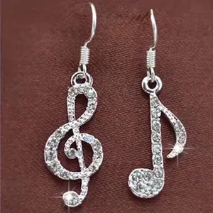 Musical Notes Drop Crystal Earrings