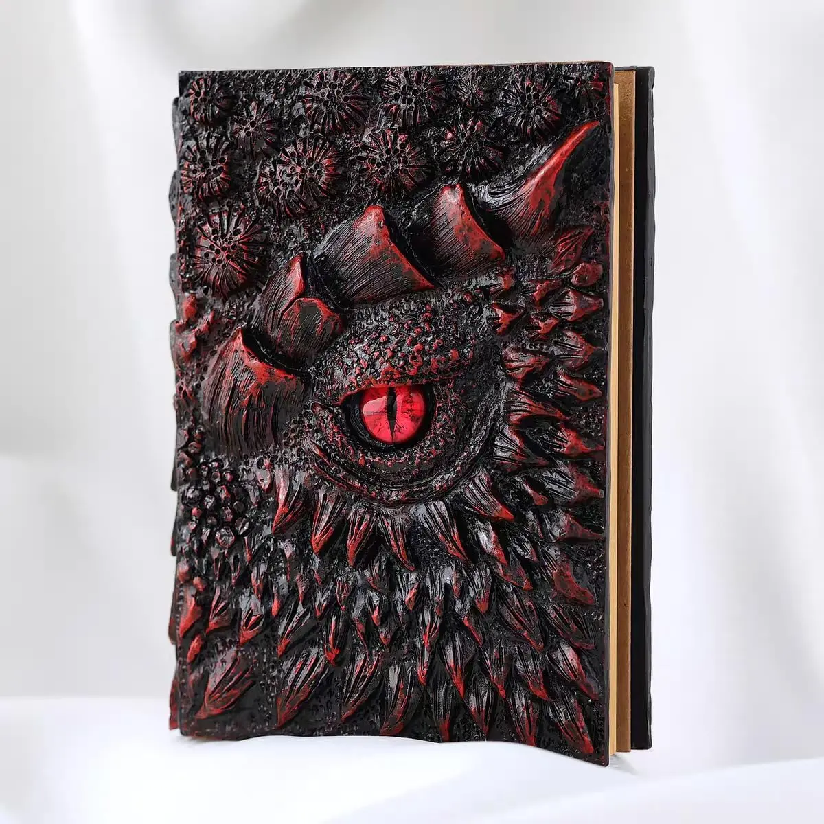 3D Dragon Eye Embossed Journal Notebook – Fantasy Halloween Gift, Handmade Gothic Writing Diary with Resin Engraved Cover, Blank Pages for Dragon Lovers, D&D Fans, Men & Women