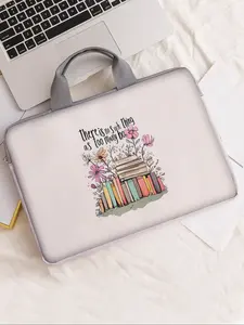 Book Pattern Printed Notebook Bag, Laptop Bags, Soft Notebook Cover, Fits Laptop, Tablet, Zipper Storage Pouch, Casual Style, All Seasons