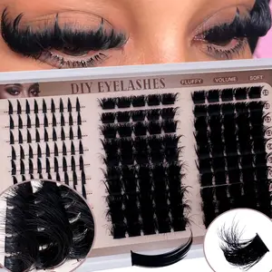 190pcs Fluffy Dense False Eyelashes, 3D D Curl, Mixed Length, DIY Makeup Tool, Perfect for Daily, Party, Stage, Travel, Halloween