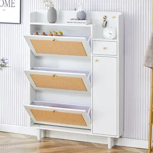 Modern minimalist storage cabinet, Japanese rattan shoe cabinet, bed top cabinet, small home furniture. Suitable for corridors and living rooms.