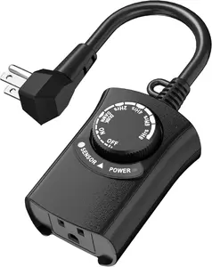 Outdoor Light Timer , Weatherproof Photocell Dusk to Dawn Light Sensor Timer 2/4/6/8 Countdown Timer, 1 Grounded Outlet for Christmas LightsHallowen Deceration1875W 15A 1/2HP