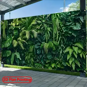 Botanical Garden Garage Door Backdrop Green Scenery Backdrop Nature Landscape Background Cloth Floral Tapestry Wall Hanging Photography Background Polyester Fiber Outdoor Party Event Garden Wedding Decor Studio Prop Wall