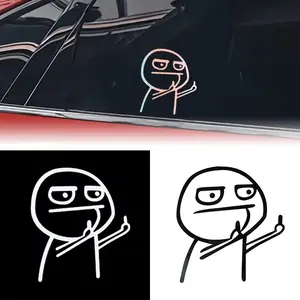 2pc Motorcycle Car Cartoon Funny Middle Finger Reflective Vinyl Car Sticker Bicycle Decal Styling Decor Exterior Accessories