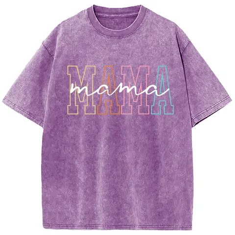 Holafish Oversized Mother‘s Day Gift Acid Wash Vintage T-Shirt,Mother's Day, Best Mother's Day Gift, Heavyweight Cotton graphic vintage Womenswear Crewneck Summer To