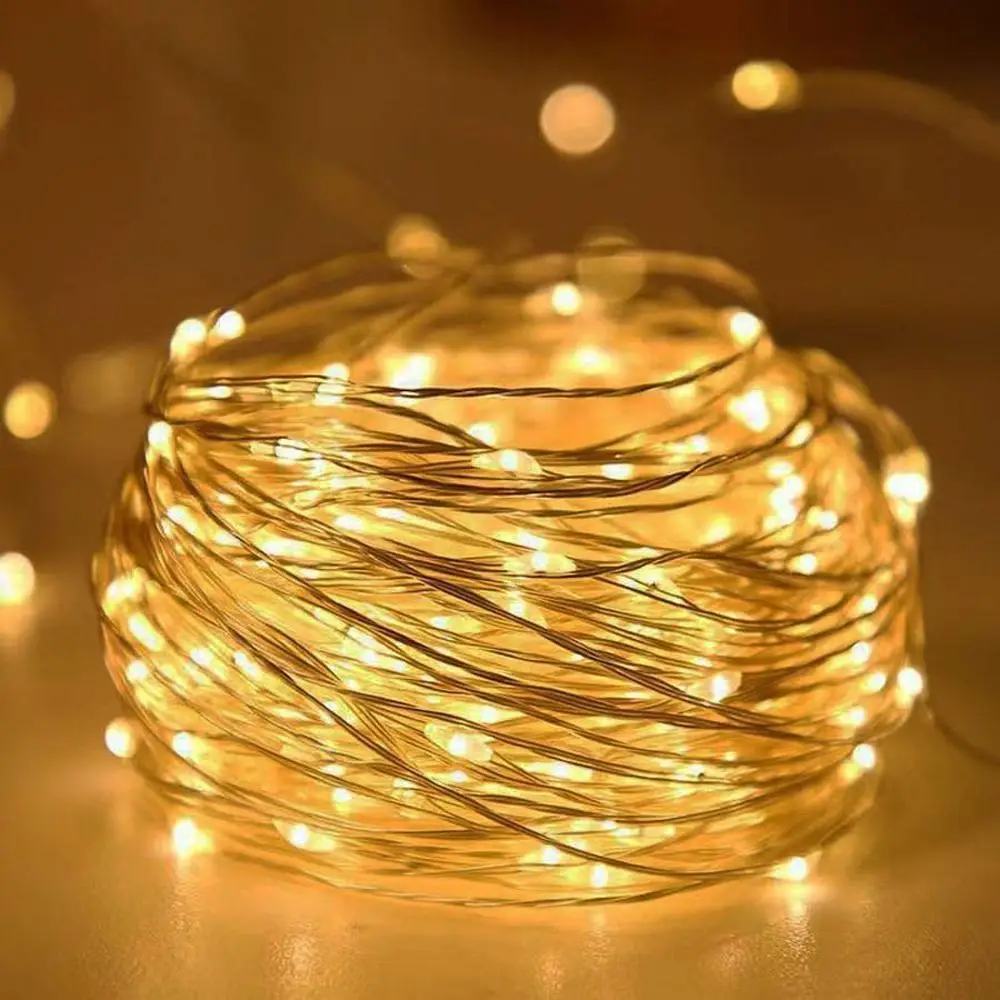 LED String Light Ornament, 1 Count Outdoor Copper Wire Fairy Light Decoration, LED String Lights, Decorative LED Light For Home Garden Party Wedding D
