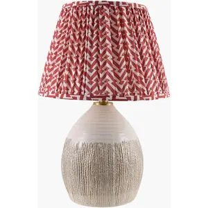 Brick Red Bohemian Table Lamp with global details for bedside or console tables