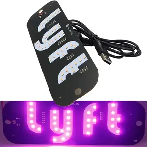 lyft USB LED Car Windshield Light Sign with Suction Cups - Adjustable Brightness Taxi UBER Lyft Sign for Dashboard, Easy Installation Universal Car Accessories with USB Plug for Cars, Trucks, SUVs