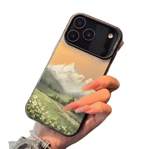 Aesthetic Emerald Green Snow Mountain Phone Case Anti-Scratch Anti-Fingerprint Fits iPhone17Promax 16Promax 15 14 13 Viral Nature Themed Design