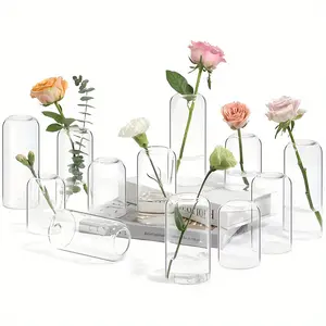 Set of 6 or 12 small vases; loose glass bud vase set; clear vases; bathroom decor centerpiece; home decor vases; Valentine’s Day, Mother’s Day, Thanksgiving
