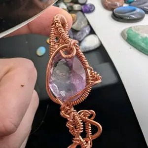 Large Ametrine Facet in Copper Wire Wrap Pendant - Handmade Jewelry