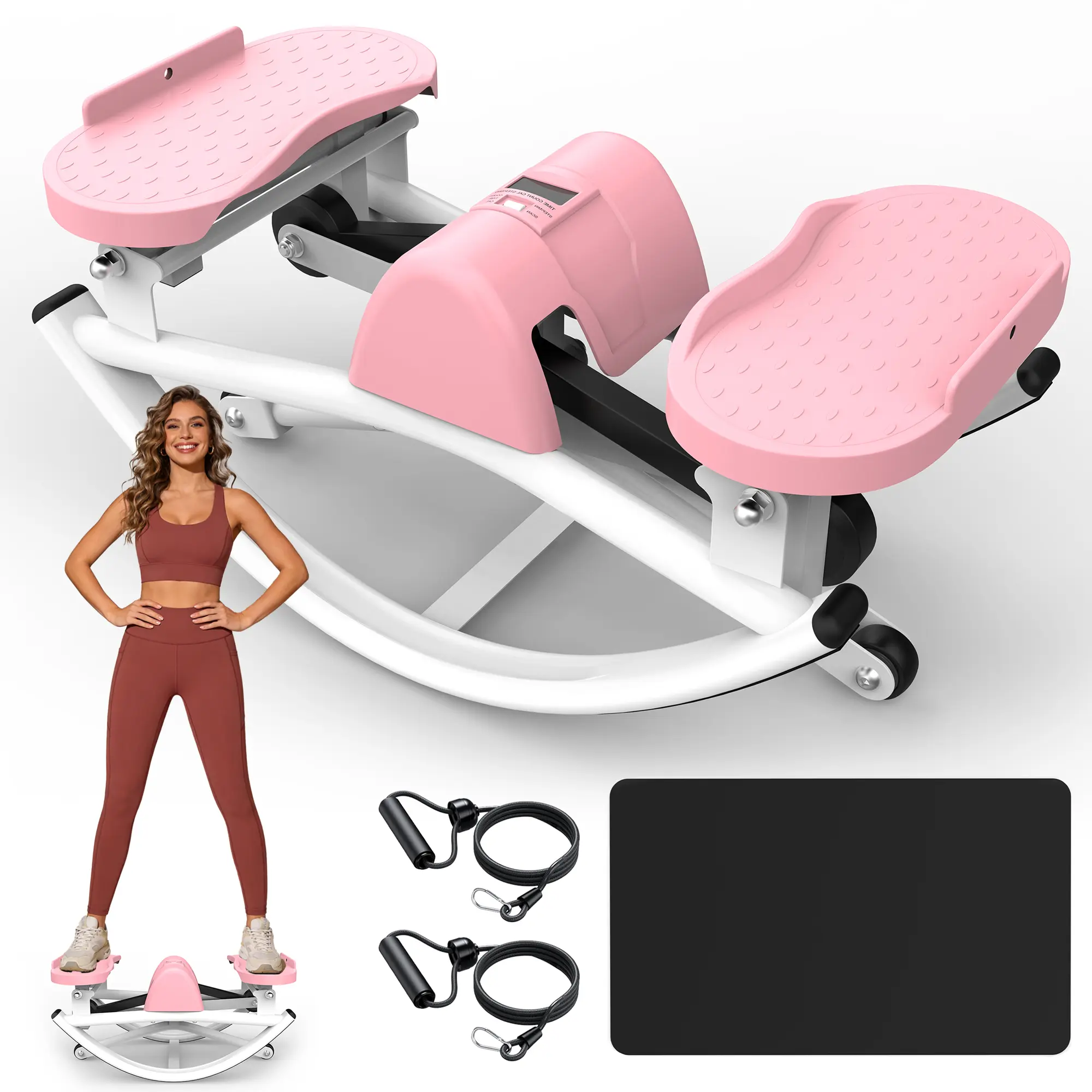 Fahuac Durable Mini Resistance Bands Stepper - 330LBS High Capacity, Pink Design, Convenient for Home Gym Full Body Fitness