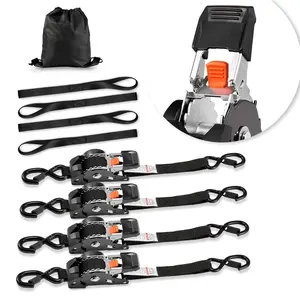 Retractable Ratchet Straps 1 Inch by 6 Feet with S Hooks, 1200 Lb Break Strength, Includes 4 Soft Loops, Heavy Duty Tie Down Kit for Moving, Trailers, Motorcycles, Kayaks, Roof Racks, Car Roof, 4 Pack
