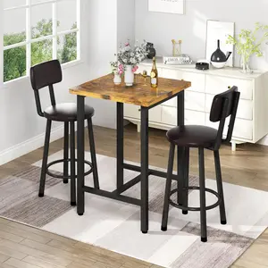 DKLGG 3 Piece Pub Dining Set, Kitchen Counter Height Wood Top Bistro Easy Assemble for Breakfast Nook Living Room Small Space Restaurant,24”