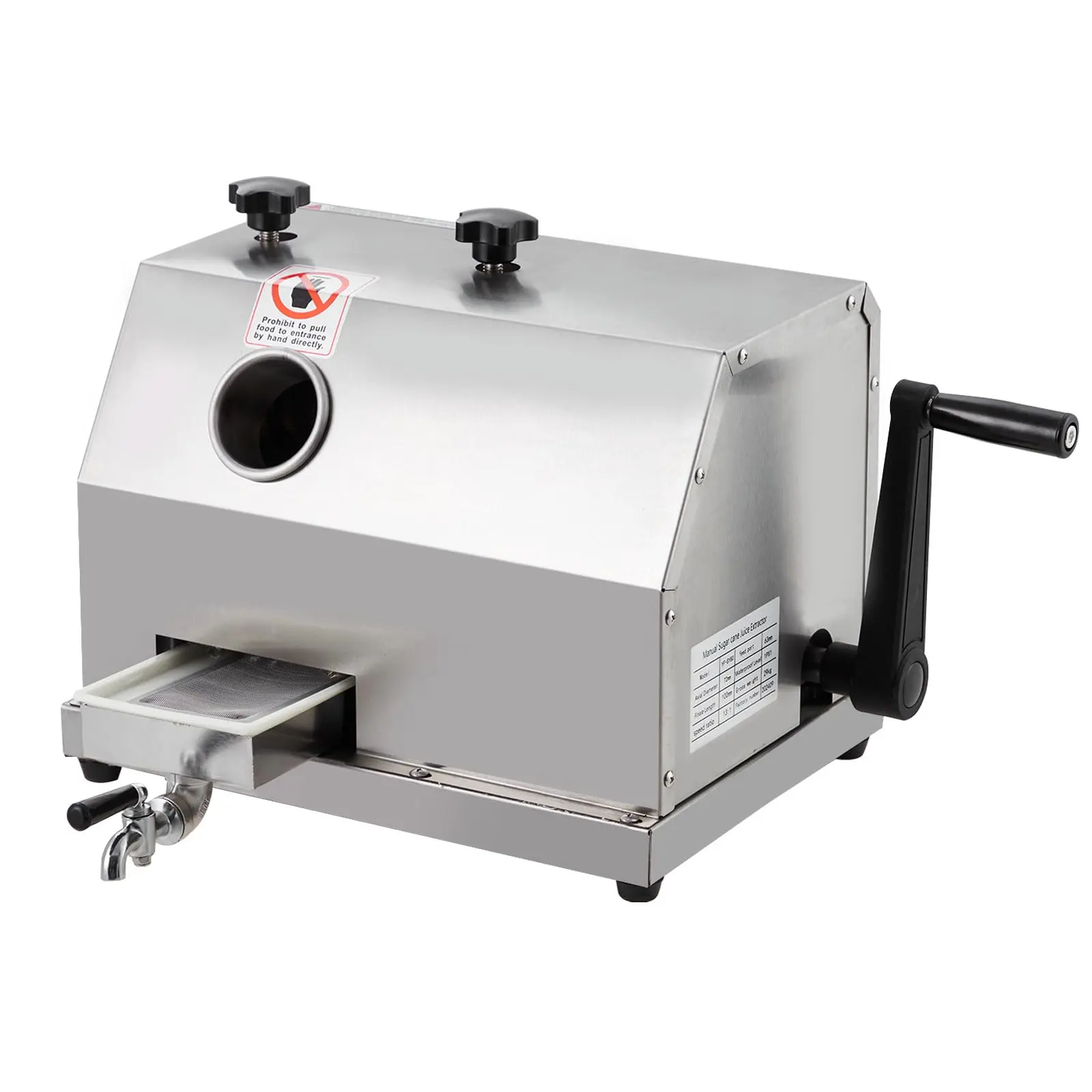 Garvee Manual Sugar Cane Juicer, Commercial Sugar Cane Press, 110LBS/H High Output Sugarcane Juicer,3 Stainless Steel Rollers, 2.4 in Large Inlet, Sugarcane Juicer Machine