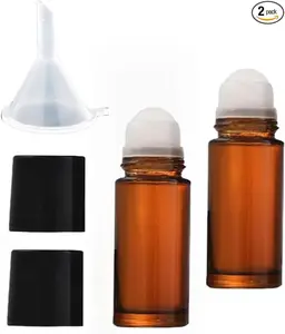 2Pcs Brown 30ml Glass Essential Oil Roller Bottles, Perfume Roller, Refillable Roll on Bottles Container Empty Deodorant Rollerball Beauty and Personal Care Tools for Fragrance Cosmetics Roll on bottles
