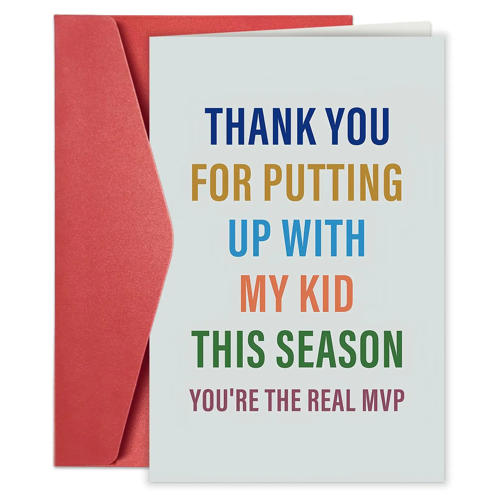 1pc Funny Coach Thank You Card, Positive Message Card, Greeting Cards, Thanks Card, MVP Coach Appreciation Gift, Sarcastic Appreciation Card for Sports Coaches Teachers, Thank You for Up With My Kids This Season