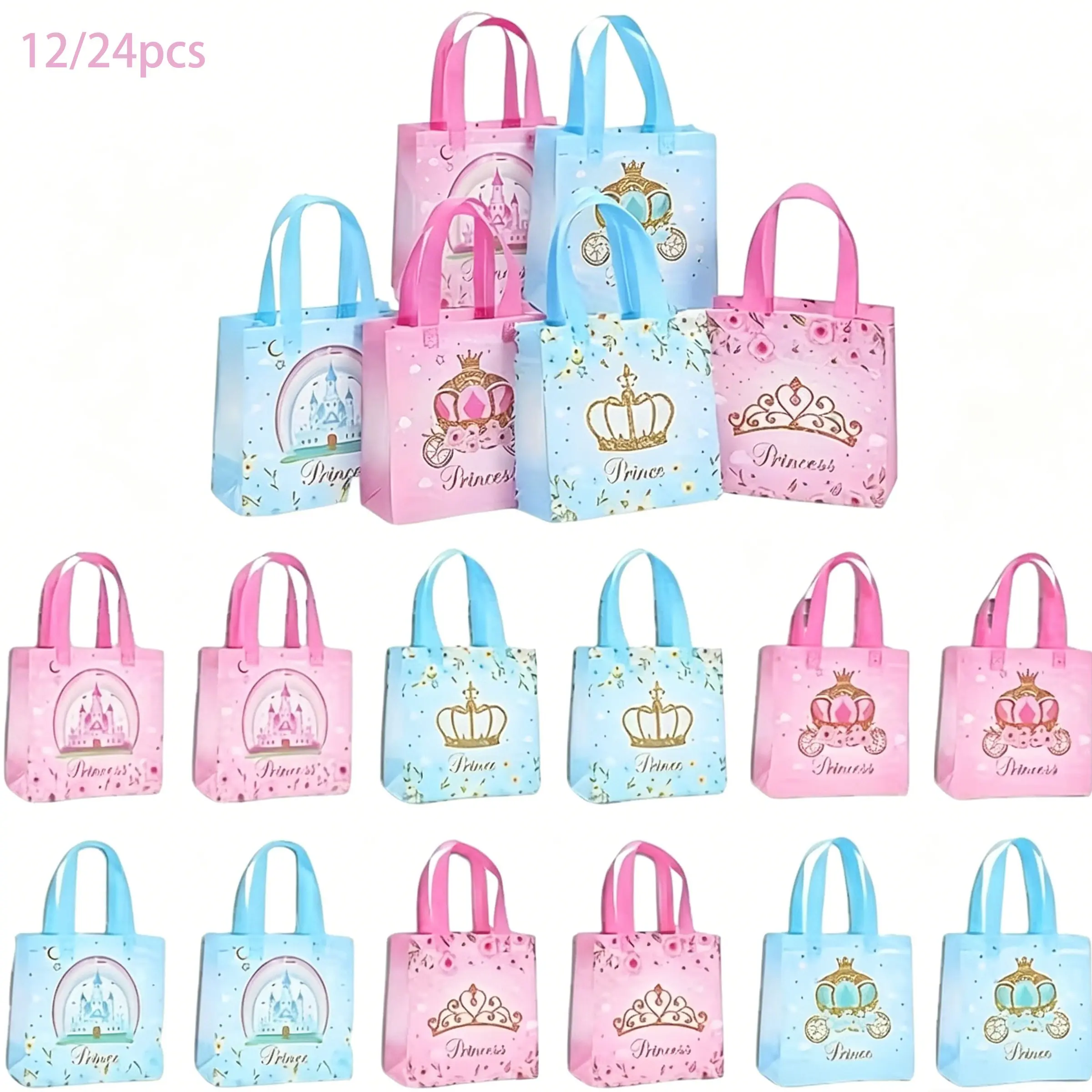 Princess Castle Cute Gift Bags (Pack of 12/24) — Designed for Women, Girls, and Children's Birthdays; Kids' Party Favor Bags Party Favors Bag