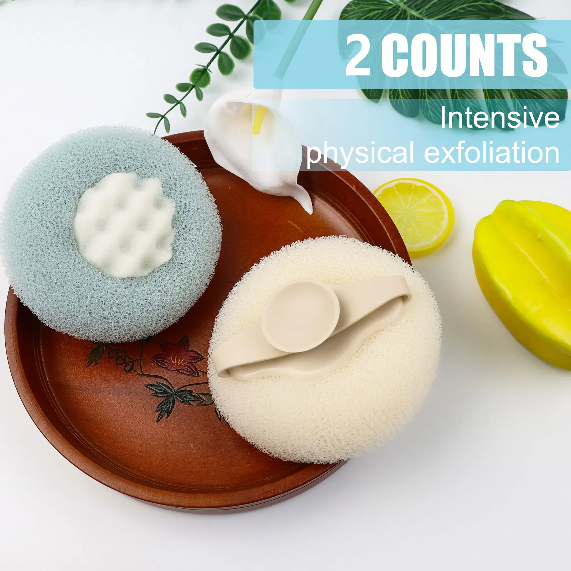 2 Counts Bath Sponge Body Brush,Bath Loofah Sponge Brush to Scrub The Body and Enjoy The Shower-Random Colors sponge baby natural sponge,Exfoliating Body Scrubber Mesh Balls