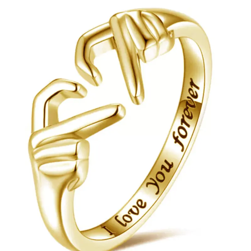 Women's Elegant Heart & Hands Design Ring, Exquisite Trendy Ring, Fashionable Jewelry for Women As Gift, Engagement Rings, Promise Ring Gf, Engraved Ring, Engagement Wedding Band