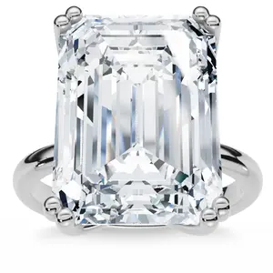 Certified 10Ct Emerald Cut Diamond Solitaire Engagement Ring 14k Gold Lab Grown