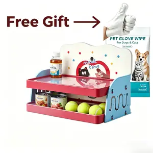 2-in-1 Pet Snack Organizer & Feeding Station Aesthetic Dopamine Cat Food Tray Anti-Spill Raised Pet Bowl Stand for Small Dogs & Cats storage Portable pet feeding dish Simple Pet Supplies Storage Box Multi-functional pet daily storage box storage